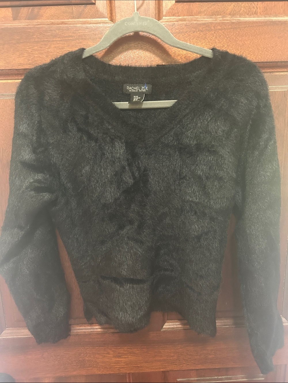 Rachel Zoe Black Plush V-Neck Sweater